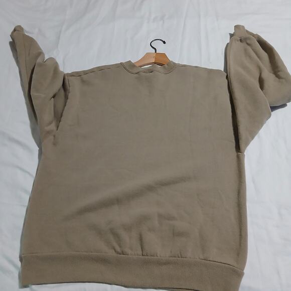 Jerzees Large Tan APPLE THEMED Sweatshirt Lace House Appliqué HANDMADE cot/poly - Picture 8 of 11